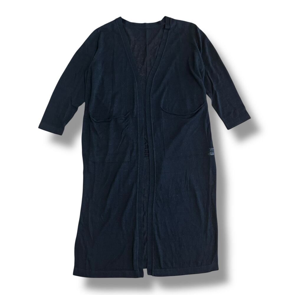 Amber Cashmere Black Longline Cardigan Sweater Coatigan Small Korea Minimalist